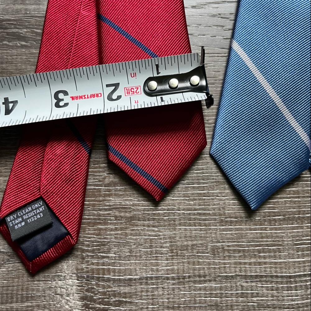 2x Tie Bar Delta Stripe Ties, super skinny, silk - Picture 15 of 15